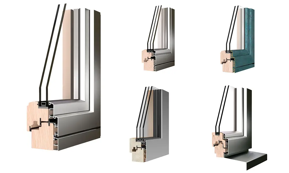 Detail drevohliníkového profilu – hliníkové opláštenie z exteriéru
